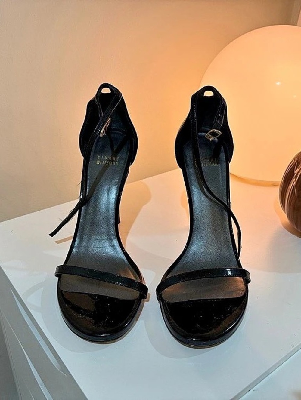 Stuart Weitzman NudistCurve 100 Strappy Sandal Black Heels